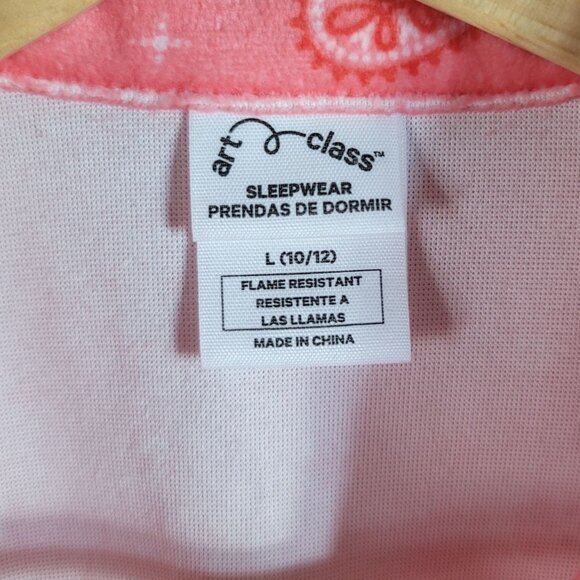 Art Class Pajama Lounge Set Pink Size 10 Large Button Top Pull On Shorts Paisley - Picture 5 of 11